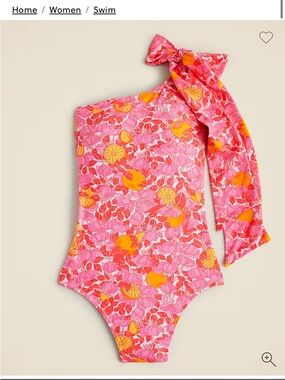 Beautiful J.CREW One-Shoulder Floral Swimsuit in Pink and Orange